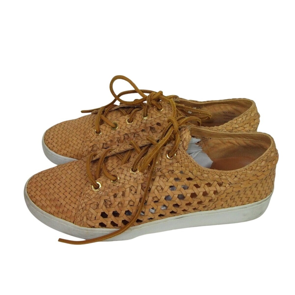 Michael Kors Woven Leather Sneakers Womens 39.5 US9 Brown Comfort Boho Granola